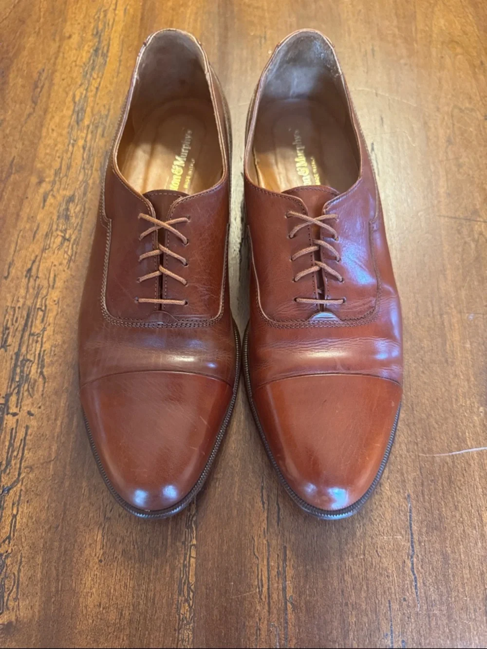Johnston & Murphy Men's Melton Cap Toe 11 M Made in Italy Leather